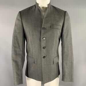 DIOR HOMME Chest Size 40 Grey Black Heather Wool Nehru Collar Sport Coat